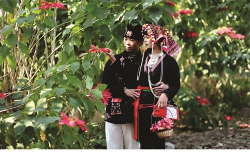 Trai gái đồng bào Dao xã Ba Vì sử dụng trang phục truyền thống trong ngày cưới, nhằm giữ gìn, phát huy bản sắc văn hóa dân tộc